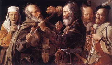 Quarrelling Musicians candlelight Georges de La Tour Oil Paintings